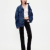 Slim straight broek met lage taille van fluweel in jaren '90-stijl