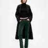 Slim straight broek met lage taille van fluweel in jaren '90-stijl