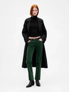 Slim straight broek met lage taille van fluweel in jaren '90-stijl