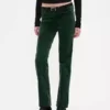 Slim straight broek met lage taille van fluweel in jaren '90-stijl