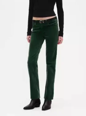 Slim straight broek met lage taille van fluweel in jaren ’90-stijl