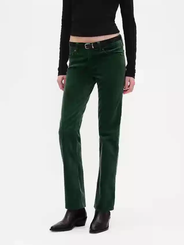 Slim straight broek met lage taille van fluweel in jaren '90-stijl