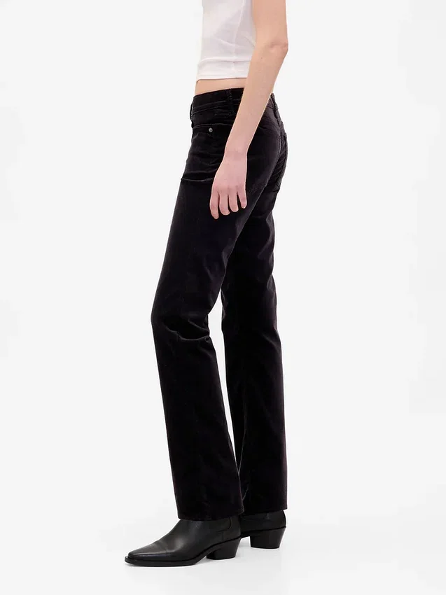 Slim straight broek met lage taille van fluweel in jaren '90-stijl