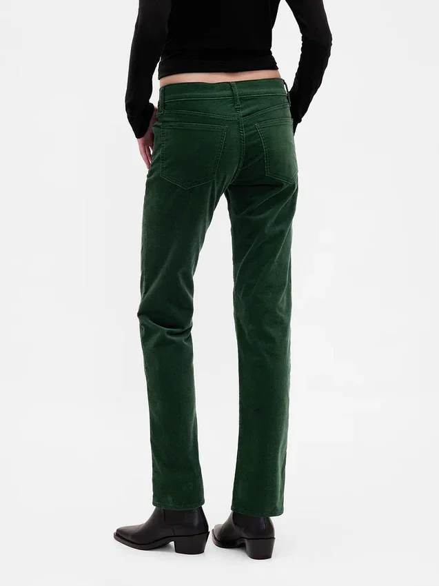 Slim straight broek met lage taille van fluweel in jaren '90-stijl
