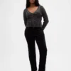 Slim straight broek met lage taille van fluweel in jaren '90-stijl