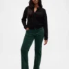 Slim straight broek met lage taille van fluweel in jaren '90-stijl