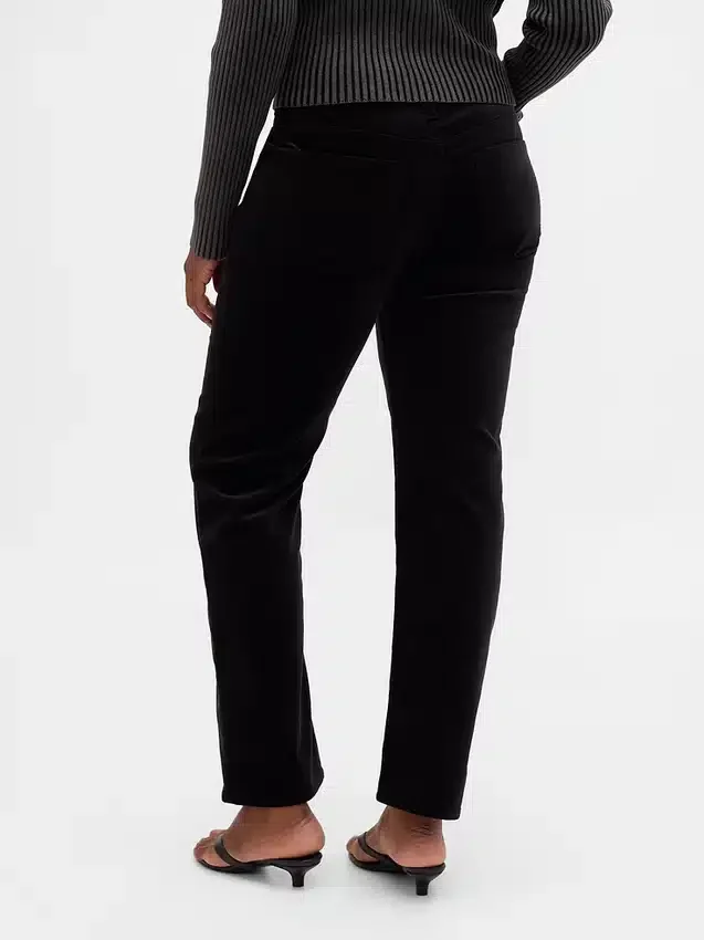 Slim straight broek met lage taille van fluweel in jaren '90-stijl