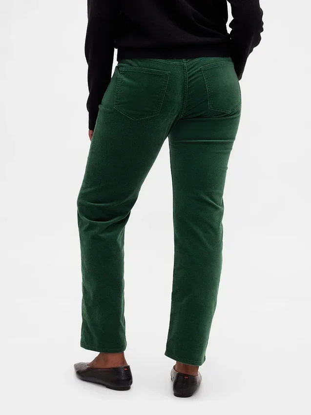 Slim straight broek met lage taille van fluweel in jaren '90-stijl