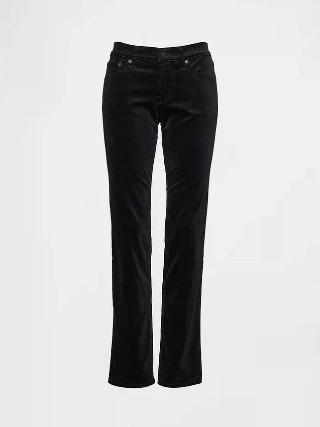 Slim straight broek met lage taille van fluweel in jaren '90-stijl
