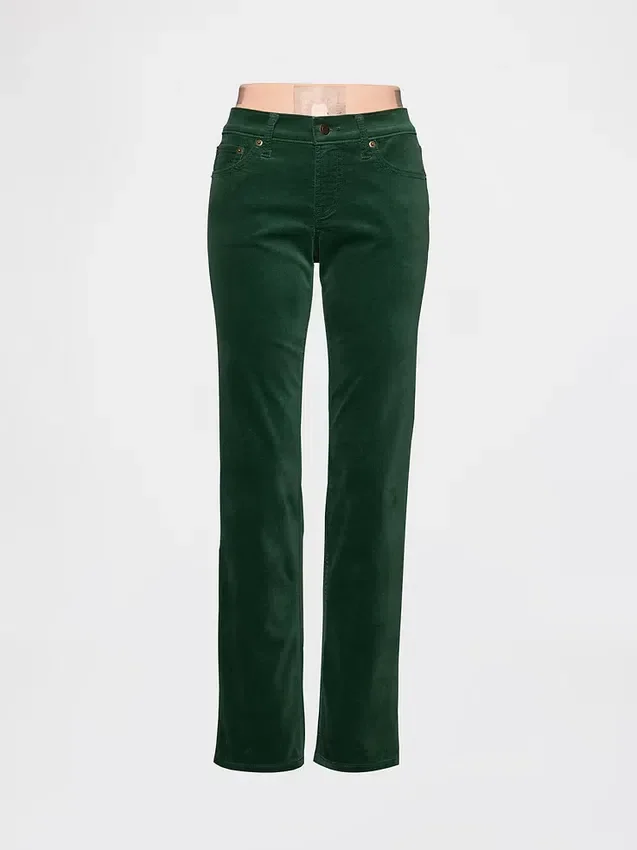 Slim straight broek met lage taille van fluweel in jaren '90-stijl