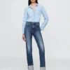 Slim straight jeans met hoge taille en omgeslagen boorden in jaren '90-stijl