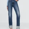 Slim straight jeans met hoge taille en omgeslagen boorden in jaren '90-stijl