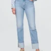 Slim straight jeans met hoge taille en omgeslagen boorden in jaren '90-stijl