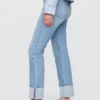 Slim straight jeans met hoge taille en omgeslagen boorden in jaren '90-stijl