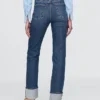 Slim straight jeans met hoge taille en omgeslagen boorden in jaren '90-stijl