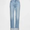 Slim straight jeans met hoge taille en omgeslagen boorden in jaren '90-stijl