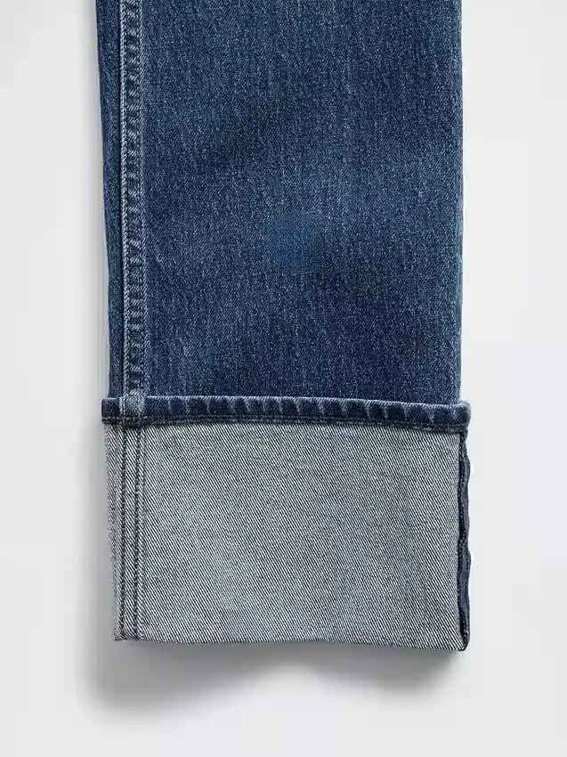 Slim straight jeans met hoge taille en omgeslagen boorden in jaren '90-stijl