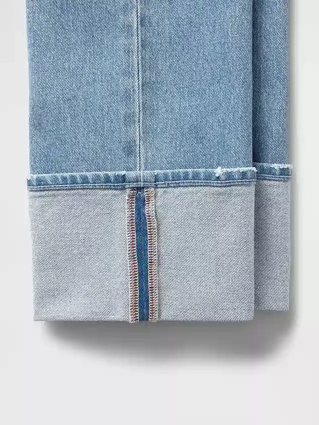 Slim straight jeans met hoge taille en omgeslagen boorden in jaren '90-stijl