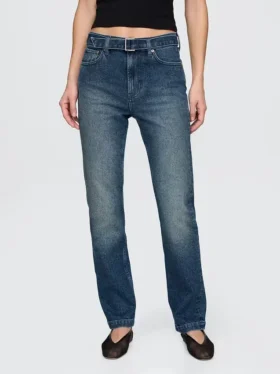 Slim straight-jeans met hoge taille en riemen uit de jaren ’90
