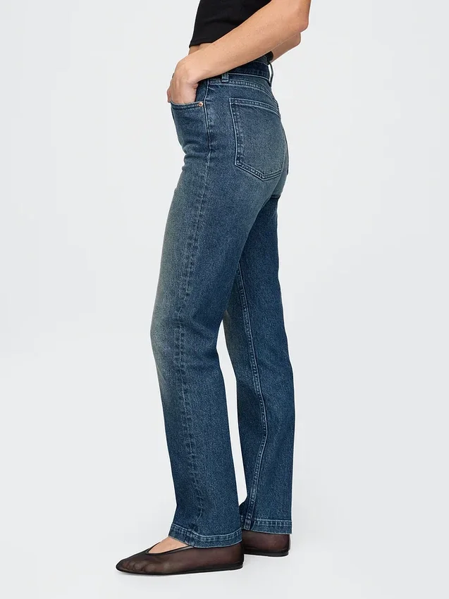 Slim straight-jeans met hoge taille en riemen uit de jaren ’90