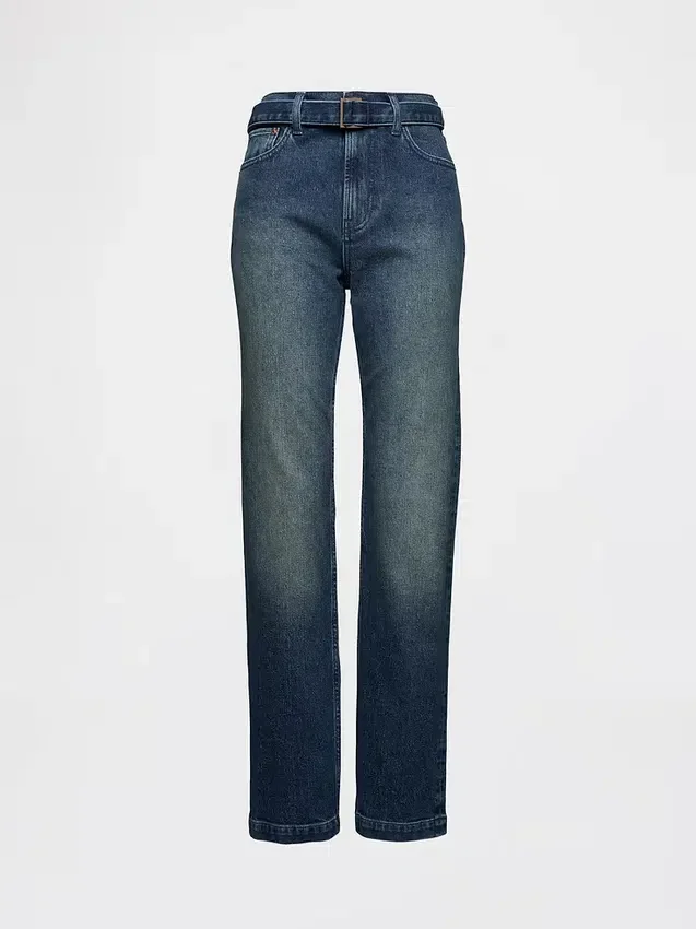 Slim straight-jeans met hoge taille en riemen uit de jaren ’90
