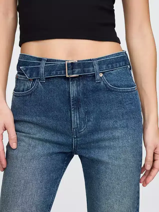 Slim straight-jeans met hoge taille en riemen uit de jaren ’90