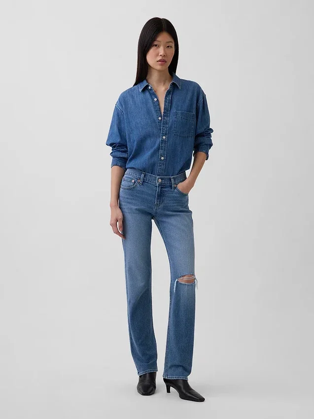 Slim straight-Jeans met lage taille in jaren '90-stijl