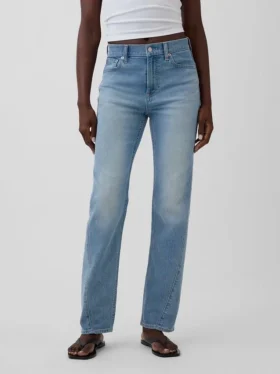 Slim straight-Jeans uit de jaren ’90 met hoge taille en gedraaide naden