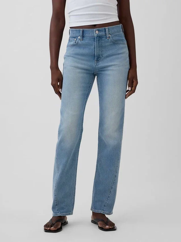 Slim straight-Jeans uit de jaren ’90 met hoge taille en gedraaide naden