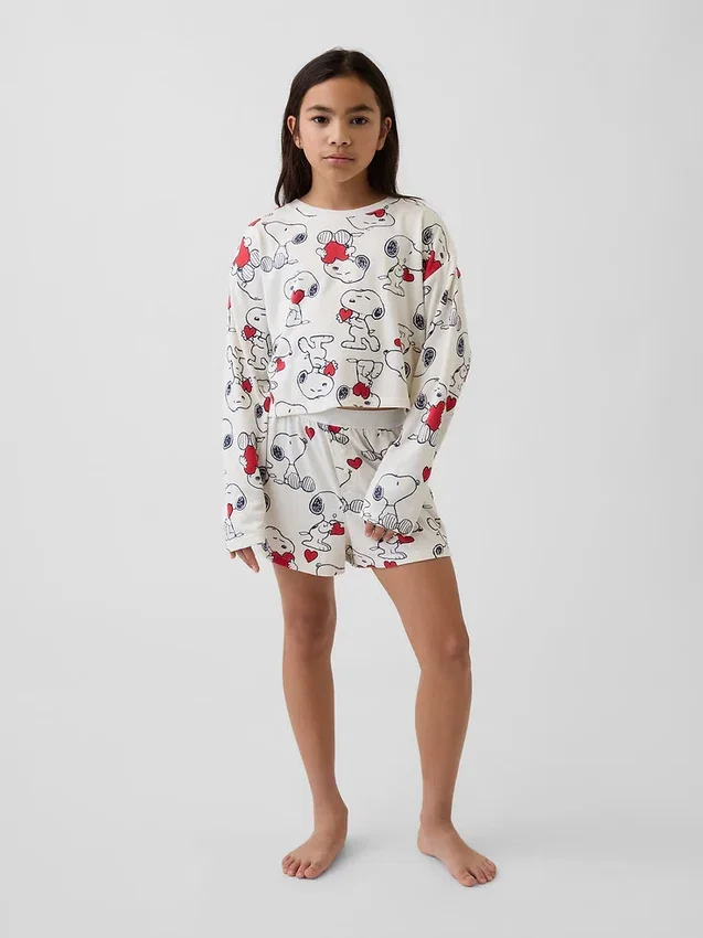 Snoopy-pyjamaset met gerecyclede korte broeken voor kinderen