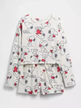 Snoopy-pyjamaset met gerecyclede korte broeken voor kinderen