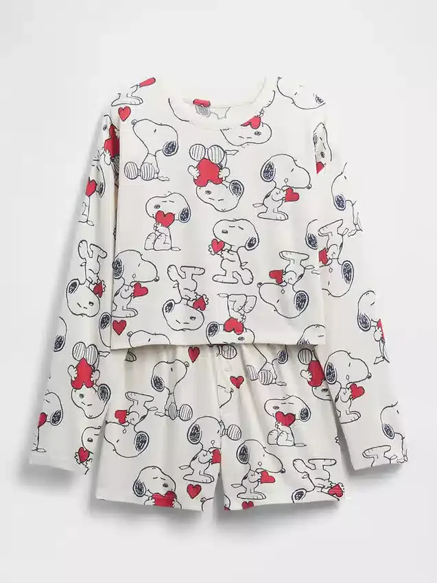 Snoopy-pyjamaset met gerecyclede korte broeken voor kinderen
