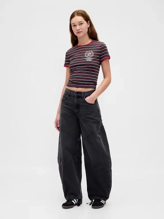 Stranger Things biologisch katoenen Vintagesoft cropped T-shirt