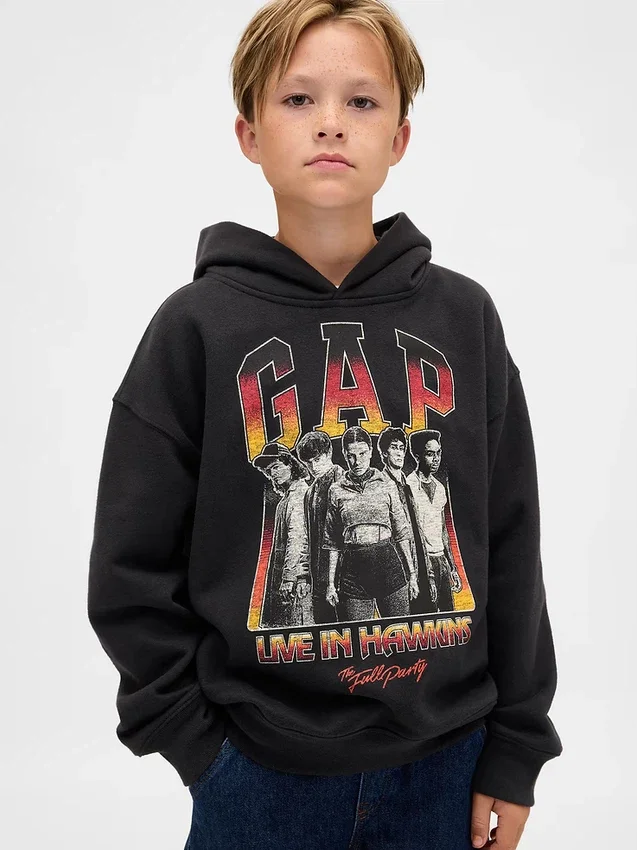 Stranger Things kinderhoodie met Vintagesoft-print