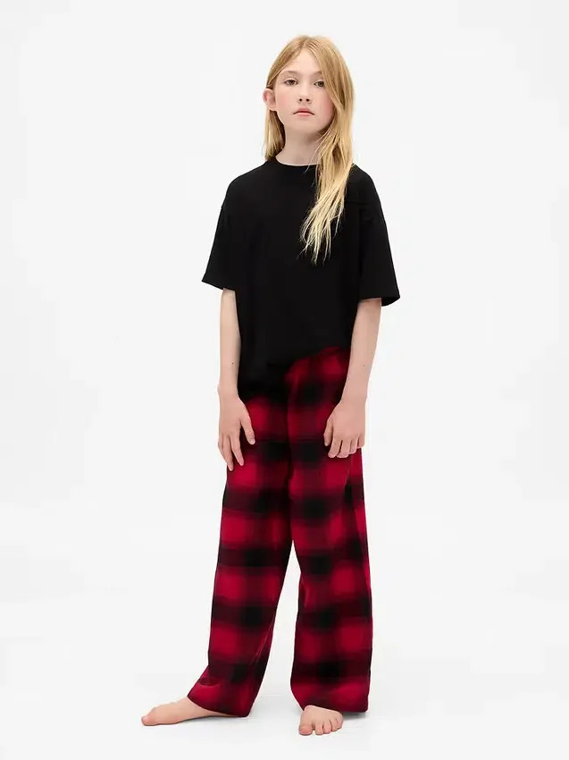 Stranger Things kinderpyjama-broek van gerecycled flanel