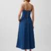 Strapless denim maxi-jurk