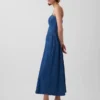 Strapless denim maxi-jurk