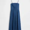Strapless denim maxi-jurk