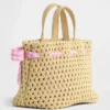Strooien tas met strik voor peuters in gingham