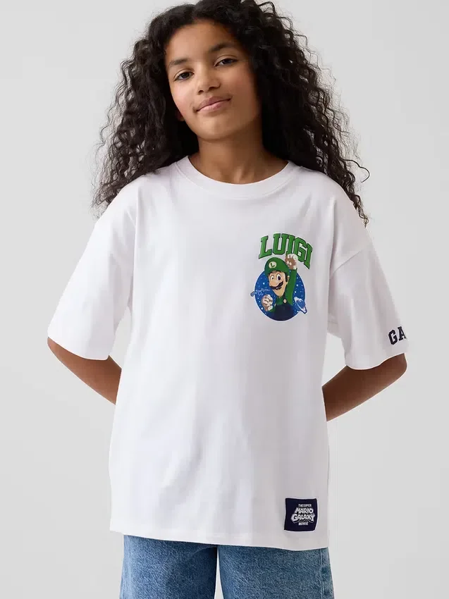 Super Mario T-shirt met print voor kinderen, relaxte pasvorm