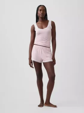 Superzachte modal pyjama-tanktop met kanten rand