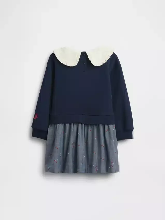 Sweatshirtjurk met ruches aan de kraag voor Baby & Peuter