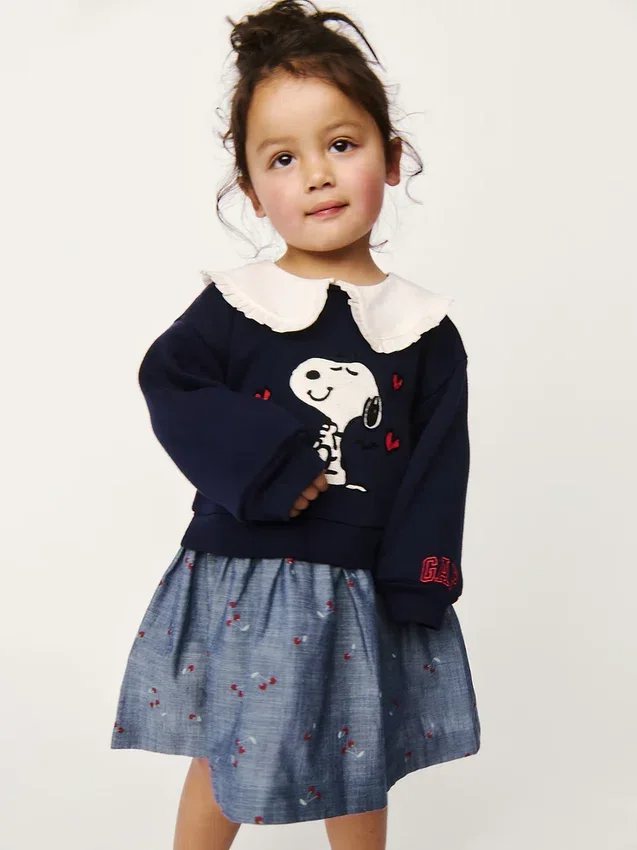 Sweatshirtjurk met ruches aan de kraag voor Baby & Peuter