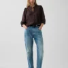 Swingtop met knoopsluiting en kanten rand