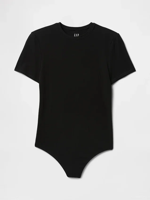 T-shirt-body met strakke jersey en string