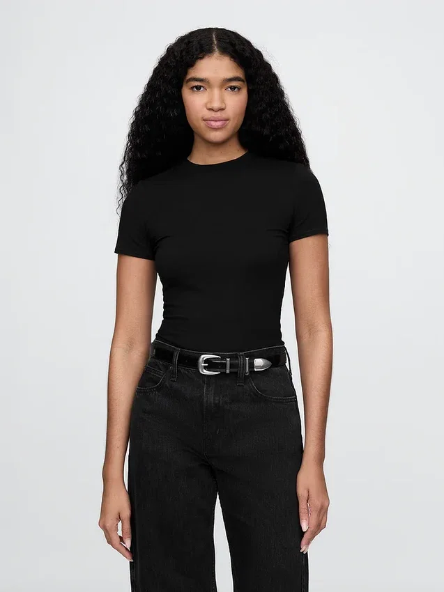 T-shirt-body met strakke jersey en string