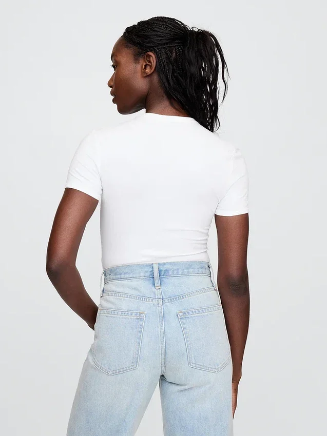 T-shirt-body met strakke jersey en string