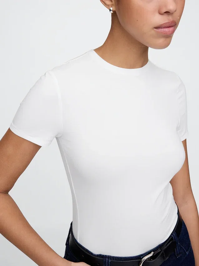 T-shirt-body met strakke jersey en string