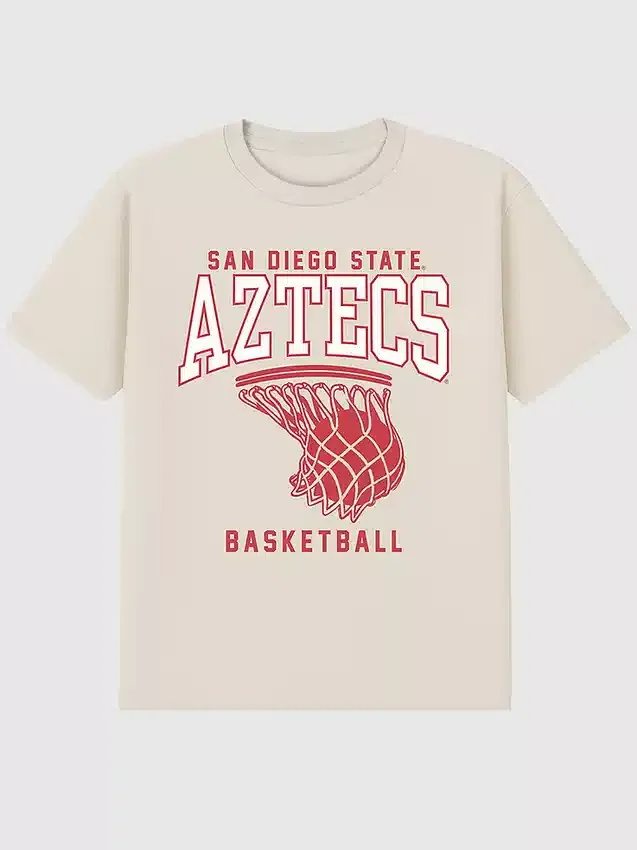 T-shirt met afbeelding van de basketbalring van San Diego State University