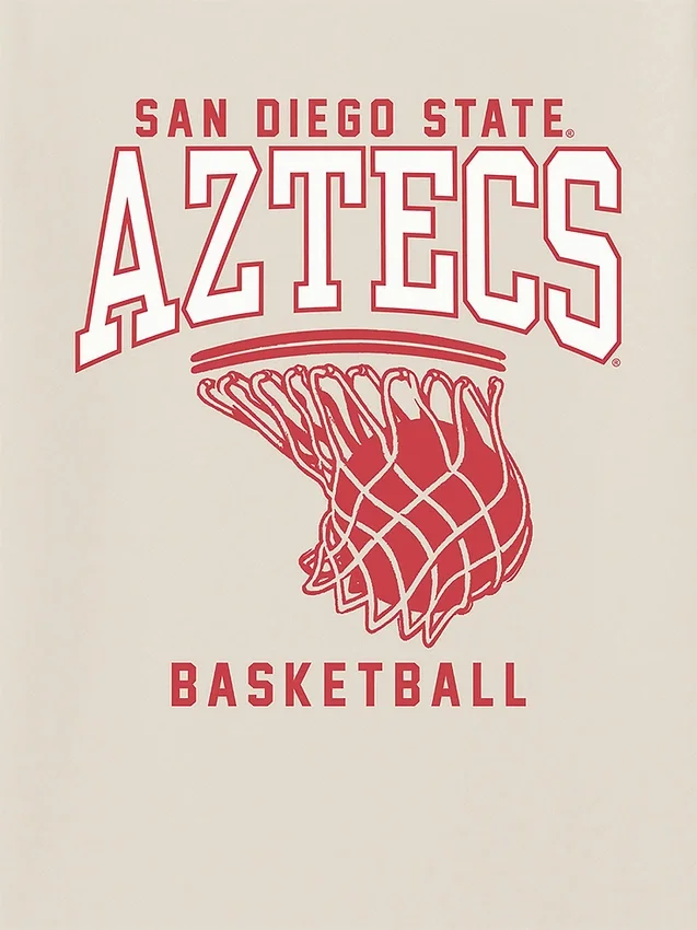 T-shirt met afbeelding van de basketbalring van San Diego State University